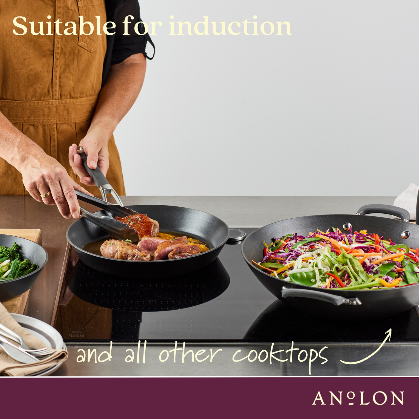 Anolon Endurance+ Nonstick Induction Open French Skillet Twin Pack 20/26cm