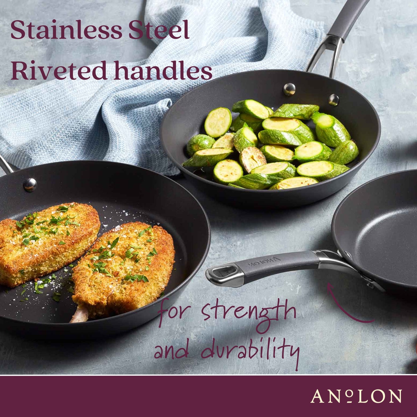 Anolon Endurance+ Nonstick Induction Open French Skillet 26cm and Covered Sautéuse 28cm/4.7L