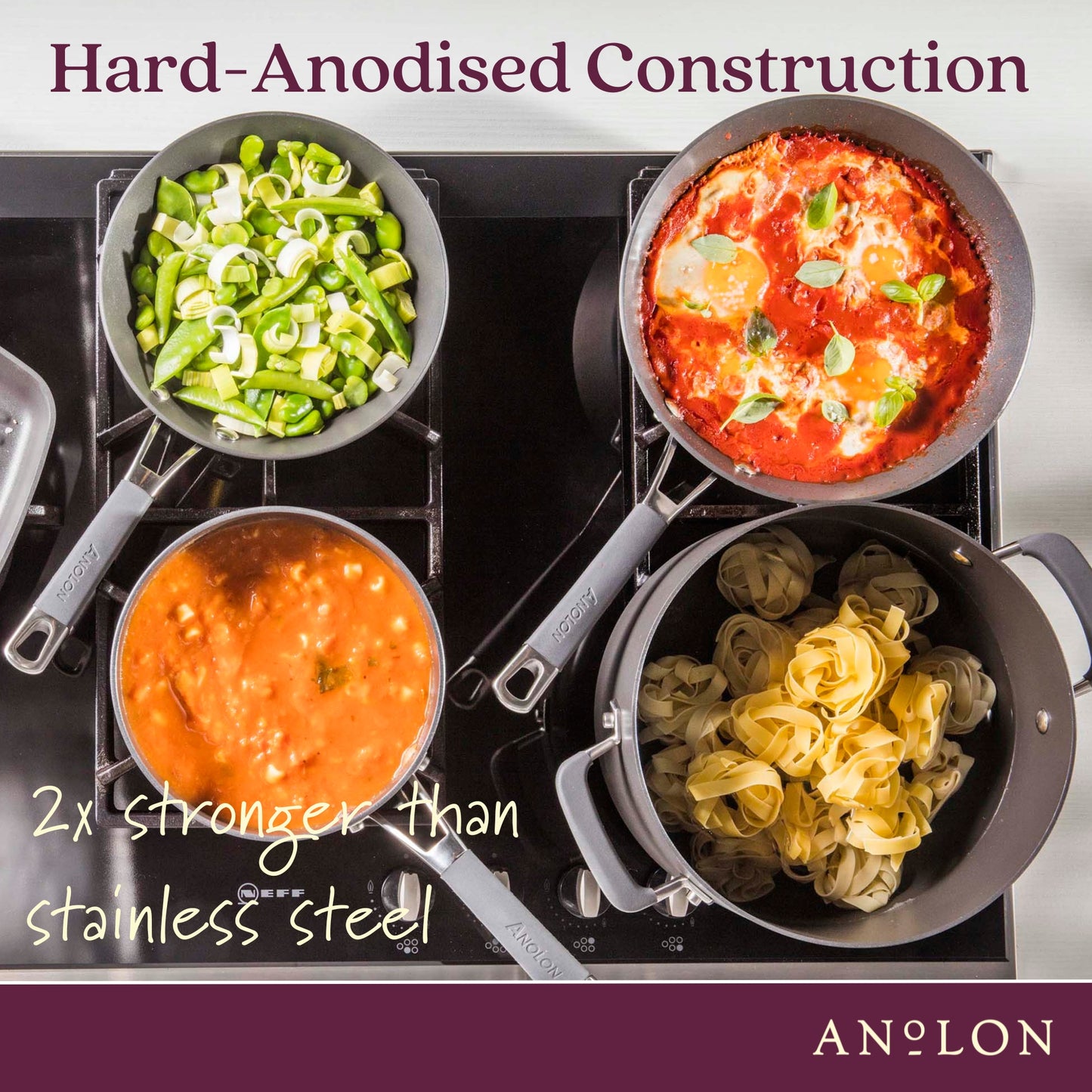 Anolon Endurance+ Nonstick Induction Skillet Triple Pack 20/24/28cm