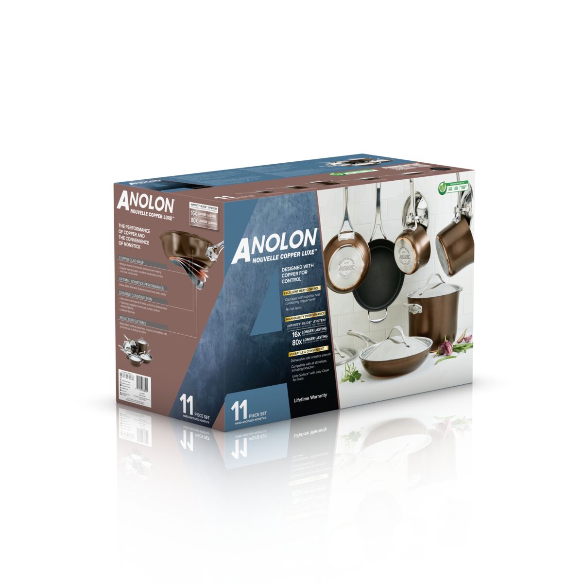 Anolon Nouvelle Copper Luxe Induction 11 Piece Cookware Set Sable